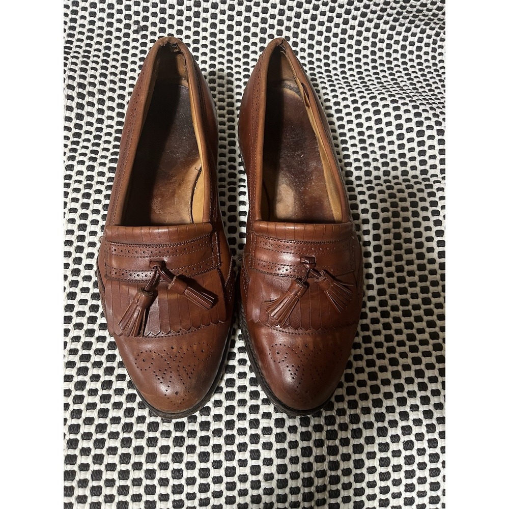 ALLEN EDMONDS MENS SHOES BRIDGETON RED‎ BROWN LEATHER TASSEL LOAFER DRESS 14 C